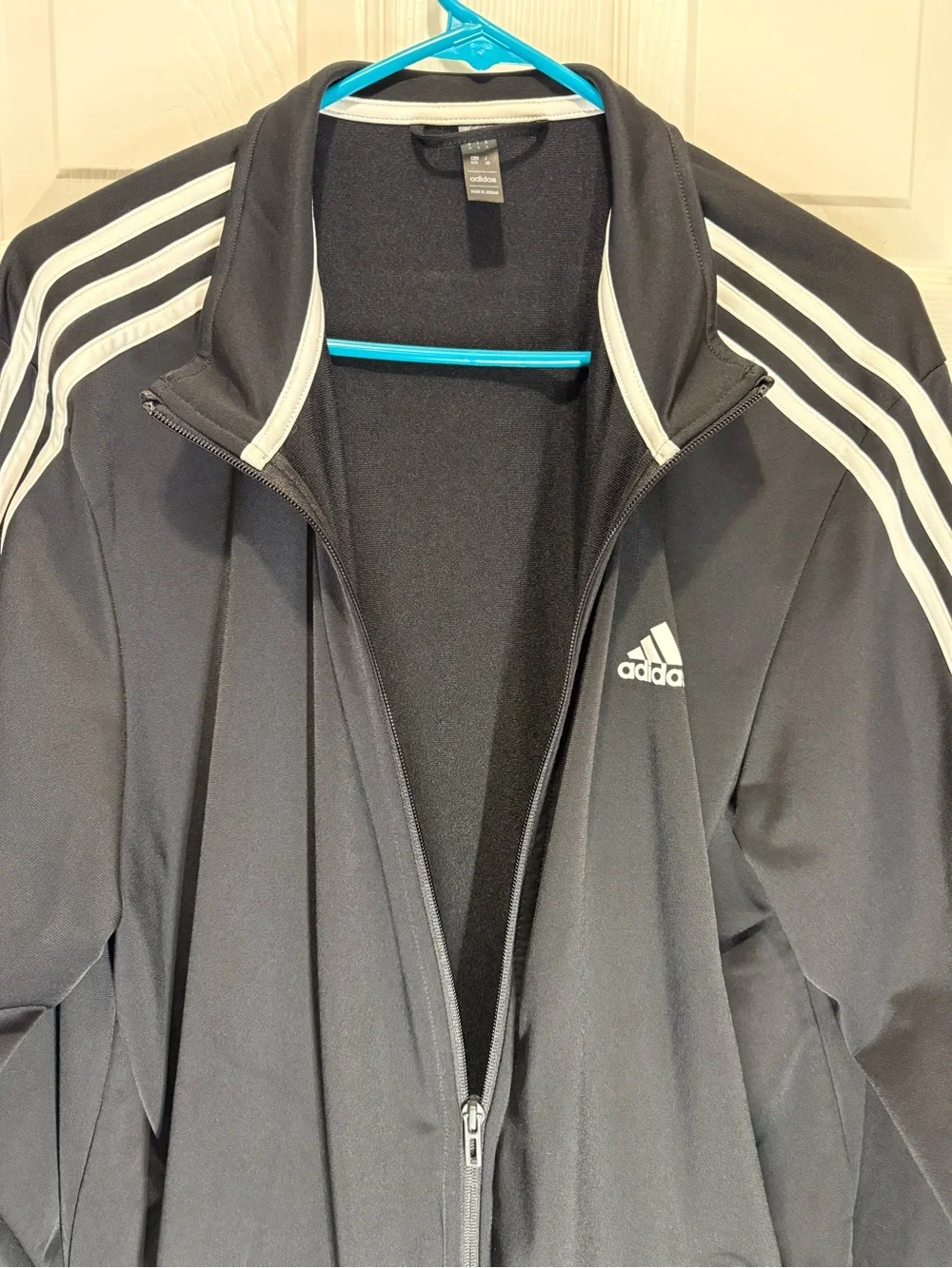 adidas Black Track Jacket with White Three-Stripes